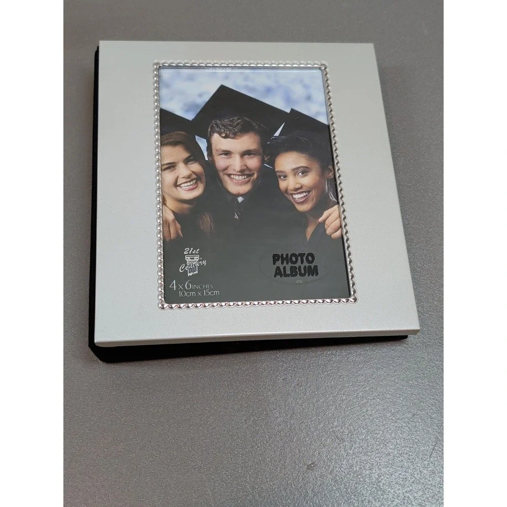 21st Century Graduation Photo Album Silver Black 4x6 Keepsake Easel Stand
